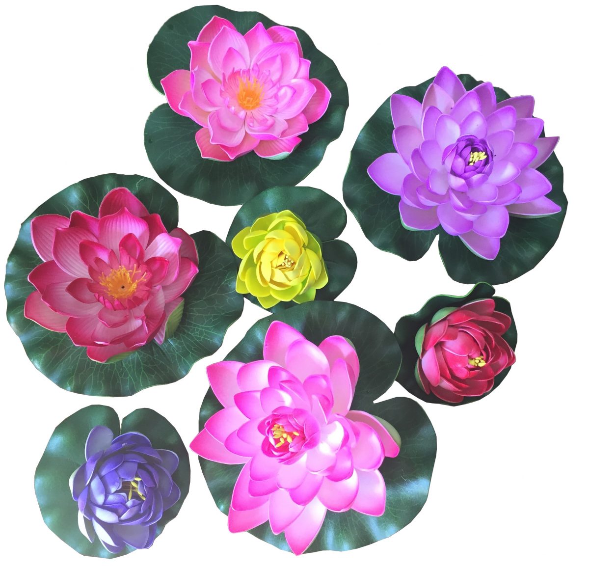 Colorful artificial lotus flower collection