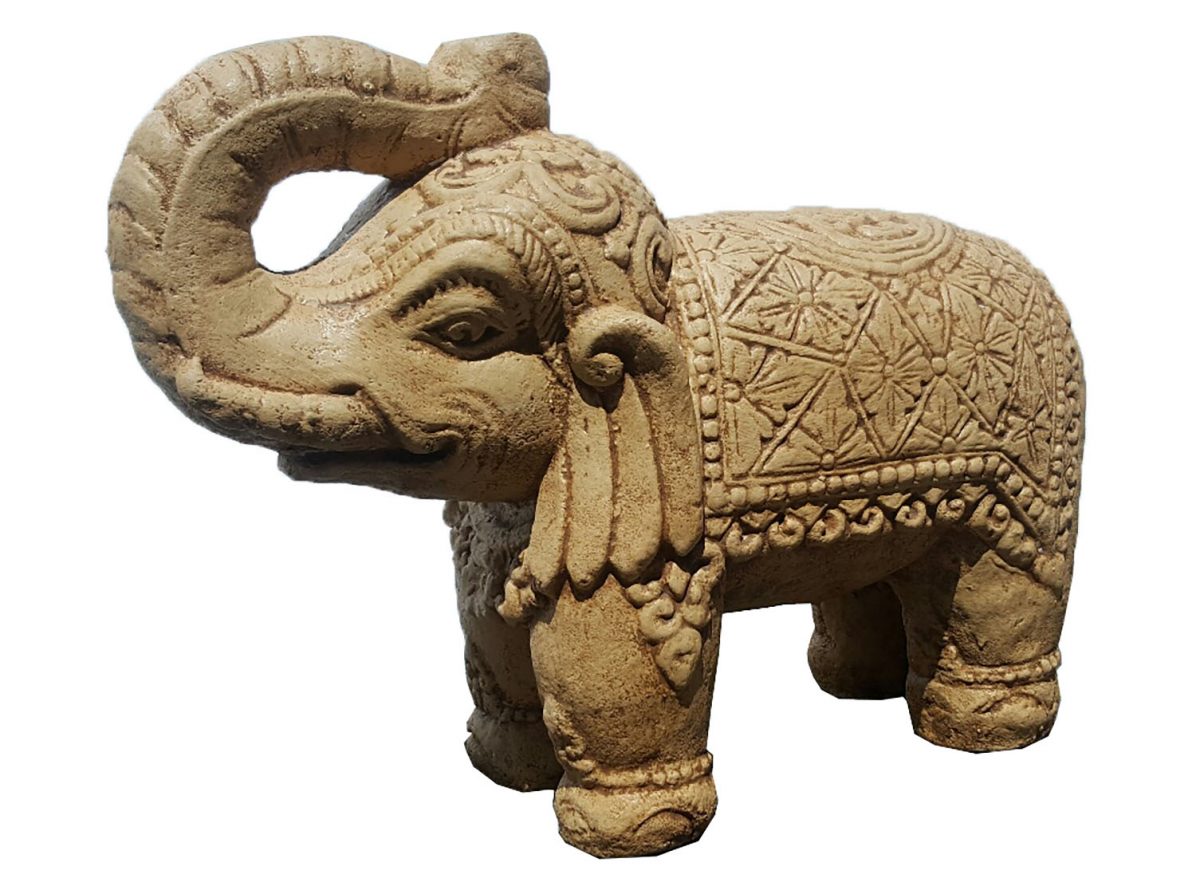 Intricate elephant sculpture with blurred area