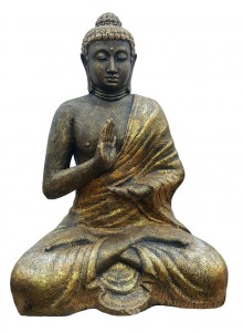 Bronze meditative statue with raised hand