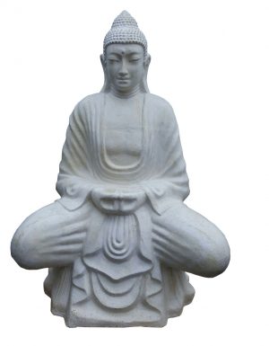 Seated white mediative buddha statue