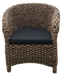 Wicker patio set with cushions and glass-top table