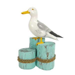 Teal post-bound seagull figurine