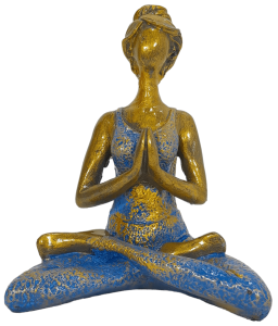 Blue meditative figurine with gold accent